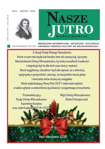 Okładka 363 numeru czasopisma „Nasze Jutro” przedstawiająca życzenia bożonarodzeniowe