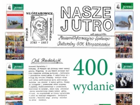 Fragment okładki 400 numeru czasopisma „Nasze Jutro” przedstawiający jubileuszową grafikę